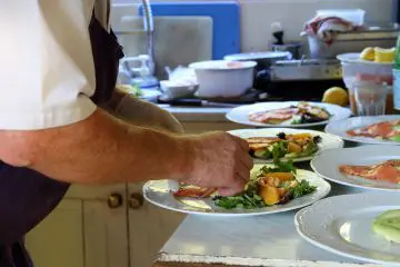 preparing smoked salmon salad